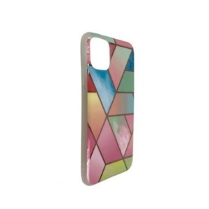 Husa protectie Flippy compatibila cu Huawei P Smart 2021 Soft IMD TPU Marble Geometric Roz - Img 3