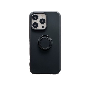 Husa protectie Flippy compatibila cu Huawei P40 Lite E Liquid Silicone Ring cu suport rotativ Negru - Img 1