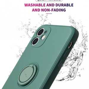 Husa protectie Flippy compatibila cu Samsung A21S Liquid Silicone Ring cu suport rotativ Verde - Img 5