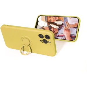 Husa protectie Flippy compatibila cu Samsung A32 5G Liquid Silicone Ring cu suport rotativ Galben - Img 4