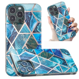 Husa protectie Flippy compatibila cu Samsung Galaxy A32 5G Soft IMD TPU Marble Geometric Albastru - Img 9