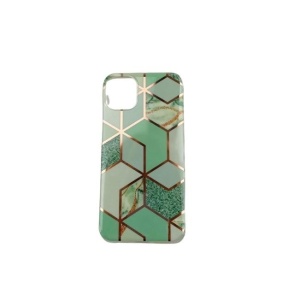 Husa protectie pentru Apple iPhone 11 Pro Max Soft IMD TPU Marble Geometric Verde - Img 1