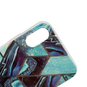 Husa protectie pentru Apple iPhone X/XS Soft IMD TPU Marble Geometric Albastru - Img 3