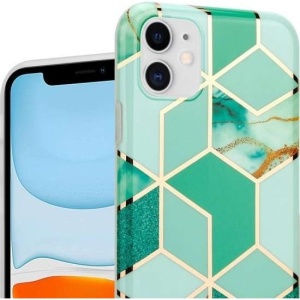 Husa protectie pentru Huawei P Smart Z Soft IMD TPU Marble Geometric Verde - Img 8