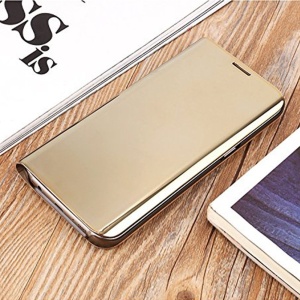 Husa Samsung Galaxy S7 Edge Flip Cover Oglinda Auriu - Img 4