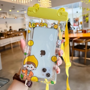 Husa subacvatica Fruity Waterproof Flippy, Snowproof, Universala, Impermeabila, cu Snur, pentru telefon sau documente, Lemon Boy, Galben - Img 2
