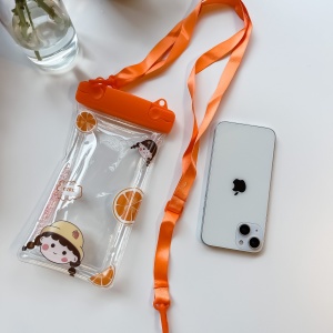 Husa subacvatica Fruity Waterproof Flippy, Snowproof, Universala, Impermeabila, cu Snur, pentru telefon sau documente, Orange Girl 2, Oranj - Img 4