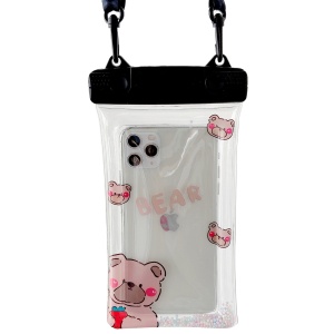 Husa subacvatica Fruity Waterproof Flippy, Snowproof, Universala, Impermeabila, cu Snur, pentru telefon sau documente, Berry Bear, Negru - Img 1