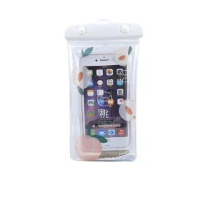 Husa subacvatica Glitter Kids Waterproof Flippy, Snowproof, Universala, cu Snur, pentru telefon sau documente, Peach, Alb - Img 1