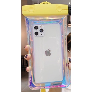 Husa subacvatica Holografica Waterproof Flippy, Snowproof, Universala, Impermeabila, cu Snur, pentru telefon sau documente, Galben - Img 5