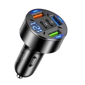 Incarcator Auto 5 in 1, Flippy, 3 x Port USB Fast Charge QC3.1 si 2 x Type C, PD 65W, Negru - Img 6