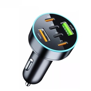 Incarcator Auto 6 in 1, Flippy, 2 x Port USB Fast Charge QC3.0 si 4 x Type C, PD 65W, Negru - Img 7
