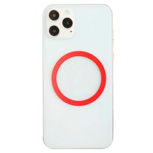 Inel Magnetic incarcare fara fir, montare auto, MagSafe Silicone pentru Apple iPhone 12 / 13 / 14, Rosu - Img 1