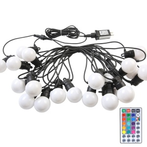 Instalatie Craciun, 5 metri, 15 Becuri LED rotunde, pentru exterior cu incarcare la sursa de curent si telecomanda cu 8 functii, Flippy - Img 1