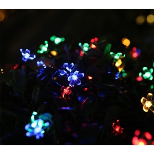Instalatie Craciun, 5 metri, 20 Becuri LED tip Flori de cires, pentru exterior cu incarcare solara, Multicolor, Flippy - Img 2