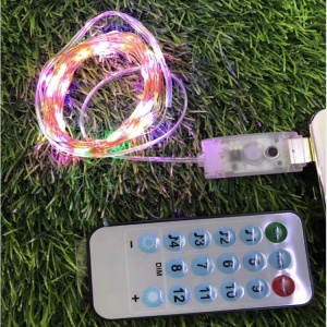 Instalatie Craciun, 5 metri, 50 LED-uri, multicolor RGB, sincronizare muzica, telecomanda 12 de functii, USB, fir cupru, liniar, interior/exterior, Flippy - Img 6
