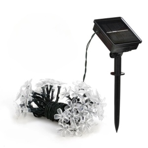 Instalatie Craciun, 6.5 metri, 30 Becuri LED tip Flori de cires, pentru exterior cu incarcare solara, Alb cald, Flippy - Img 1