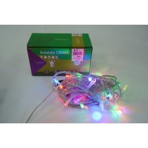 Instalatie Craciun, 65 m, 650 Led-uri ,Liniara, Rosu/Albastru/Rosu/Verde, Flash, Transformator cu telecomanda, Interconectabila, Prelungitor 3 m inclus, Fir Verde, Flippy - Img 3