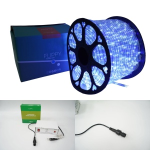 Instalatie Craciun, 70 m, 1680 Led-uri, Furtun Luminos, Alb rece/ Albastru, Transformator, 8 jocuri de lumini, Sectionabila, 220 V, Flippy - Img 11