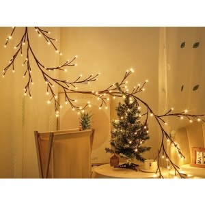 Instalatie Craciun tip Creanga Flippy, 144 LED-uri, Conectare USB, 8 Jocuri de Lumini, Telecomanda, 2.5 m, Prelungitor 2 m, 3V, Fir Negru, Alb Cald - Img 2