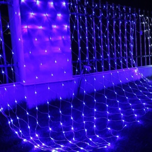 Instalatie Craciun, Tip Plasa, IP 44, 12 x 1 m, 480 LED-uri, Albastru, 8 jocuri de lumini, Transformator cu telecomanda, Interconectabila, Prelungitor 5 m inclus, Fir transparent, Flippy - Img 3