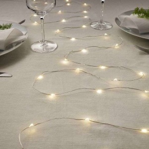 Instalatie de Craciun cu Baterii Tip Liniar, 2 jocuri de lumini, Fir Cupru 10 m 100 LED -uri, Alb Cald - Img 2