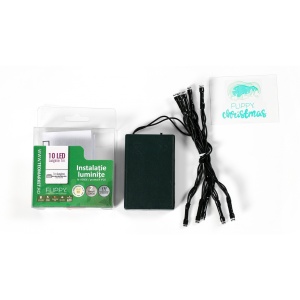 Instalatie de Craciun cu Baterii Tip Liniar, 2 jocuri de lumini, Fir Verde 1 m 10 LED -uri, Alb Cald - Img 4