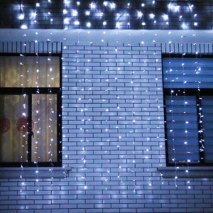 Instalatie de Craciun Flippy® Tip Perdea, 3 x 3 m, 320 LED-uri, Interconectabila, Alb Rece - Img 2