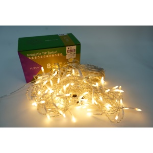 Instalatie de Craciun Flippy® Tip Turturi, 8 jocuri de lumini Sectiune 4 m, 132 LED-uri, Interconectabila, Fir Transparent, Alb Cald - Img 1