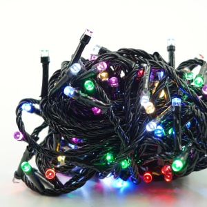 Instalatie de Craciun liniara Yoto, 10 m, din care 1 m cablu priza 220V, 100 LED, 8 jocuri de lumini, pentru interior, controler, fir negru, multicolor - Img 3