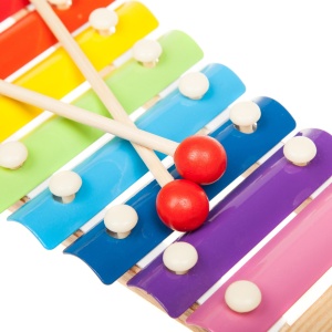 Instrument Muzical Xilofon Flippy, din Lemn, 8 Note Muzicale, 2 Bete de Percutie, 4-6 Ani, Multicolor - Img 5