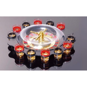Joc de Baut Ruleta Flippy, cu 16 Pahare de Shot din Sticla , 30 x 30 x 5.5 cm, model 2, Rosu/Negru - Img 5