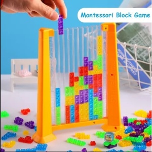Joc de inteligenta Tetris puzzle tangram Flippy, 70 de piese multicolore, 3D, montessori, interactiv, din plastic, zar inclus, sac depozitare piese, varsta peste 6 ani, 23 x 19.8 x 5 cm, cadru galben - Img 5