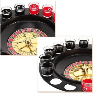 Joc de Ruleta Flippy, cu Pahare de Shot si Plansa de Joc Blackjack, 31 cm, Multicolor - Img 5