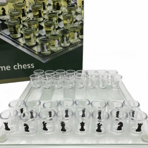 Joc de sah Flippy din sticla cu pahare pentru shoturi, 35x35 cm, transparent - Img 7