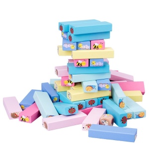 Joc de Societate, Flippy, pentru Copii, din Lemn, Interactiv, Distractiv, Jenga Stack High Blocks, cu Zar, 51 de Piese Animate, 24.5x18x5 cm, Multicolor - Img 10