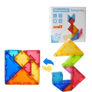 Joc Magnetic Tangram, Flippy, 7 Piese Magnetice, Forme Geometrice, 3 Ani, EVA, ABS, Magnet, 10.5 x 10.5 x 2.2 cm, Multicolor - Img 4