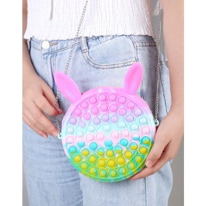 Jucarie antistres din silicon Flippy, Geanta Pop It, 16 cm, Iepuras, Macarons - Img 3