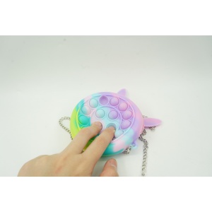 Jucarie antistres din silicon Flippy, Pop it Now and Flip It ,Mini Geanta, Iepuras, 6 cm, Macarons - Img 4