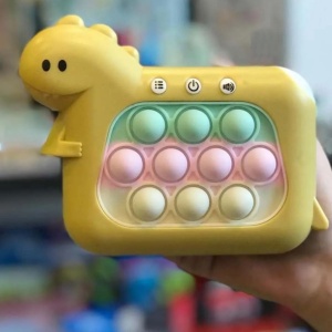 Jucarie Interactiva Pop It Whack A Mole, Flippy, Tip Consola, Anti-Stres, 4 Moduri de Joc, din ABS si Silicon, +3 Ani, Model Dinozaur, Galben - Img 2