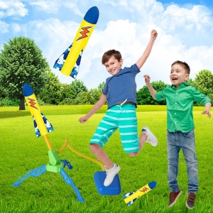 Jucarie pentru Copii, Flippy, Lansator de Rachete cu Piciorul, un Singur Lansator, 3 Rachete cu Lumini, 40.5 cm Inaltime, Multicolor - Img 8