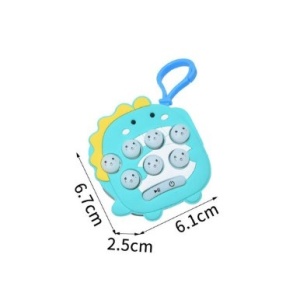 Jucarie pentru copii portabila Flippy, joc Gopher, cu lumini si muzica, tip breloc, model dinozaur, material silicon si ABS, albastru - Img 2