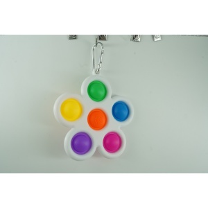 Jucarie Push Pop Bubble Fidget, Pop It, breloc antistres, Floare, Multicolor/Alb - Img 3