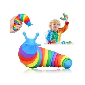 Jucarie Senzoriala pentru Copii, Flippy, Model Melc, cu Articulatii, 19 cm, Multicolor - Img 2