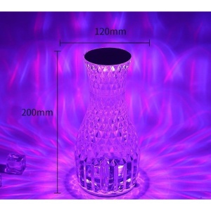 Lampa de birou pe LED RGB 16, Flippy, dimmer tactil, 3 nivele de intensitate, incarcare USB, 3W, Cristal Acrilic, 20x12 cm, cu telecomanda, forma vaza, transparent - Img 8