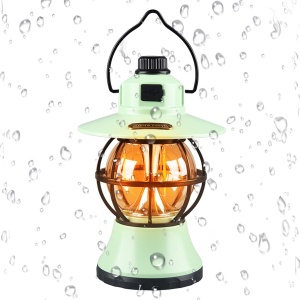 Lampă de camping retro portabilă, Felinar Vintage LED ABS, Acumulator inclus 1200 mAh, reincarcabila, 3 moduri de iluminare, intensitate reglabila,Lampa portabila pentru cort în aer liber, Mint - Img 2