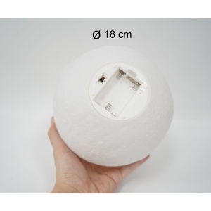 Lampa de veghe luna3D Moon Light, lumina LED alb cald, alimentare baterii, stand din plastic, 18 cm, Flippy - Img 3