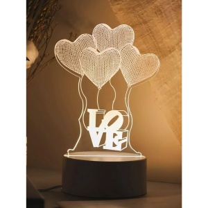 Lampa LED decorativa, Flippy, 3D, Baloane Love, din material acril si lumina multicolora, alb - Img 3