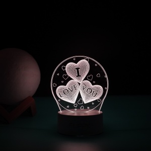 Lampa LED decorativa, Flippy, 3D, cu text "I love you", doua moduri de alimentare USB si baterii, 20 cm inaltime, din material acril si lumina multicolora, alb - Img 4