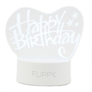 Lampa LED decorativa, Flippy, 3D, Happy Birthday, cu USB si baterii, 20 cm inaltime, din material acril, lumina multicolora si telecomanda inclusa, alb - Img 8